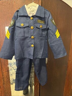 Police Kids Navy Blue Patrol Costume with Gold Buttons